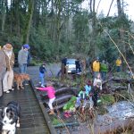 Small, enthusiastic gathering for the March 1, 2016 release of the 1st batch of salmon.